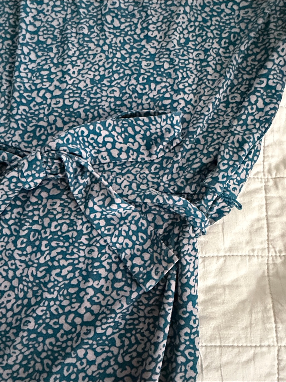 Banana Republic Teal Blue Leopard-Print Midi Dress with Tie Waist - Picture 3 of 5